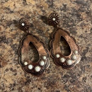 Vintage-Inspired Copper and White Earrings